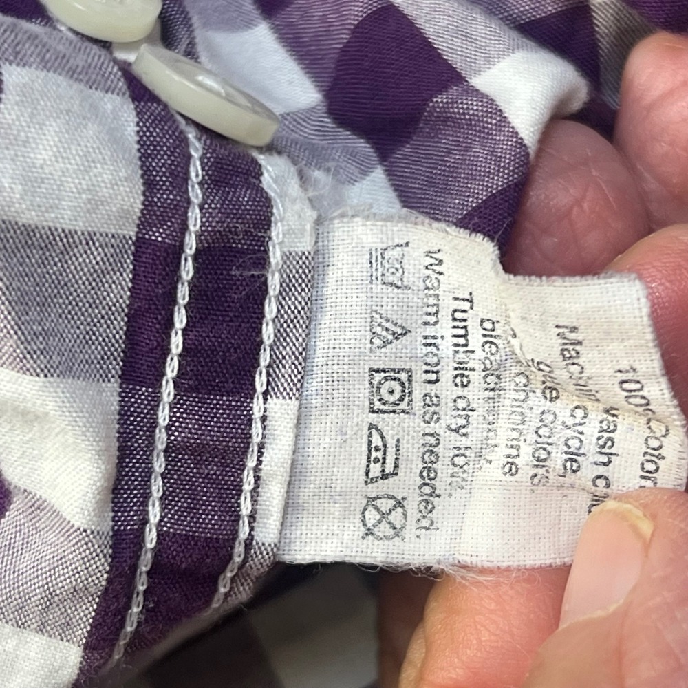 J.Crew Shirt Mens Gingham Check Slim Fit XL Purple White Preppy Classic Pocket - Picture 9 of 9